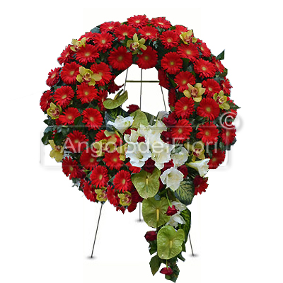 Corona funebre di fiori rossi
