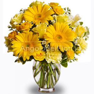 bouquet of yellow roses and gerberas