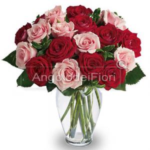 Bouquet di Rose Miste Rosse e Rosa