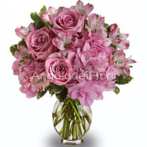 Bouquet of Pink Roses and Pink Flowers