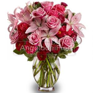 Bouquet of Pink Roses and Lilium