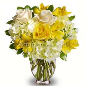 Bouquet of Yellow Roses Yellow and Alstroemerie