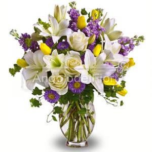 Lilium bouquet with flowers of various colors