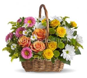 Basket of mixed flowers