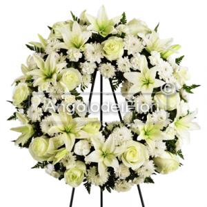 Corona Funebre di Fiori Bianchi