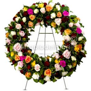 Corona Funebre con Rose colori misti