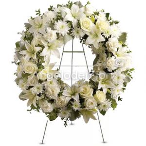  Funeral Wreath with White Flowers