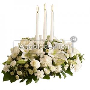 Christmas centerpiece with white flowers