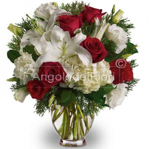 Bouquet Natalizio con Rose e Lilium