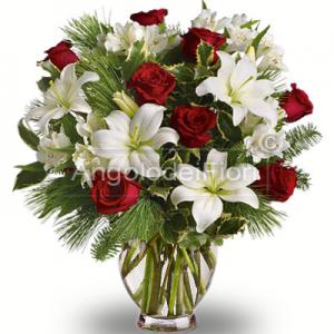 Lilium bouquet of flowers and Christmas