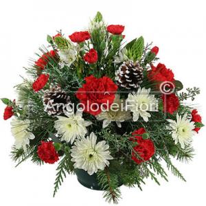 Christmas Arrangement with Berries and Pine Cones