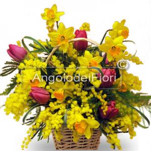  Basket of Flowers and Mimosa