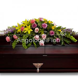 Funeral Pillow With yellow and pink flowers