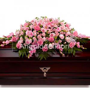 Cuscino Funebre Con fiori rosa