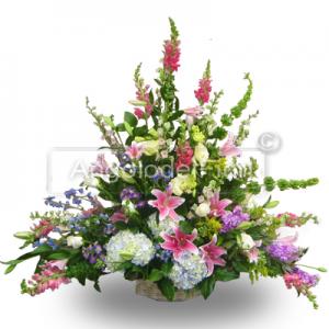 Composizione Funebre Elegante con fiori misti