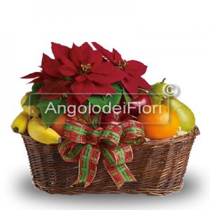 Wonderful basket with poinsettia and fresh fruit