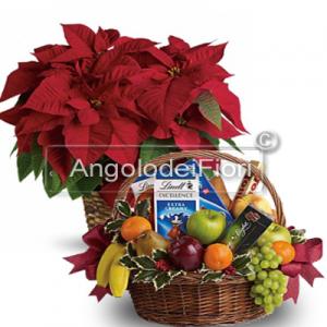 Christmas Gift Basket with poinsettia and local products